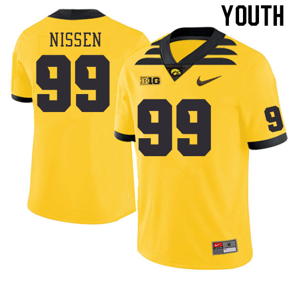 Youth #99 Ty Nissen Iowa Hawkeyes College Football Jerseys Stitched Sale-Gold - Click Image to Close